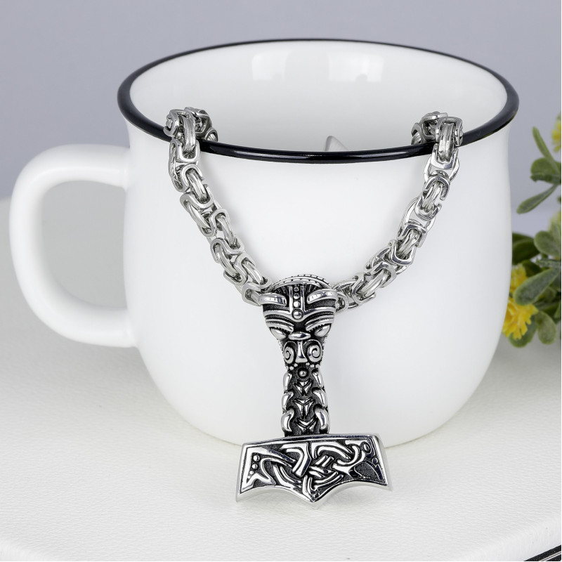 Antik Mjolnir Çelik Kolye Ucu