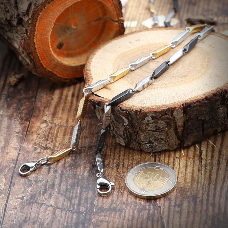 316L Stainless Steel Men's Necklace - Gold Tone 316L Stainless Steel Men's Necklace - Gold Tone