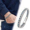 Men's Steel Chain Silver and Blue Hematite Bracelet Men's Steel Chain Silver and Blue Hematite Bracelet