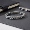 Men's Steel Chain Silver and Blue Hematite Bracelet Men's Steel Chain Silver and Blue Hematite Bracelet