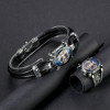 Double-Headed Eagle Enameled Leather Bracelet and Ring Set - MT308 Double-Headed Eagle Enameled Leather Bracelet and Ring Set - MT308