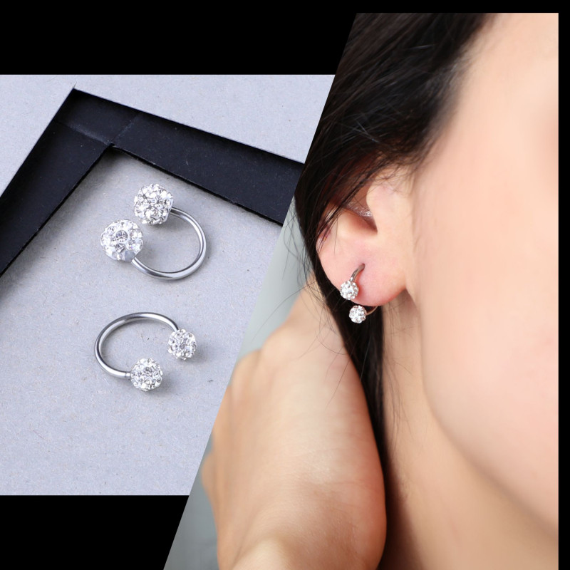 Dairesel Kristal Top Burun Dudak Kaş Kulak Piercing