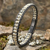 Dalmatian Jasper & Hematite Steel Braided Leather Bracelet