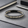 Dalmatian Jasper & Hematite Steel Braided Leather Bracelet