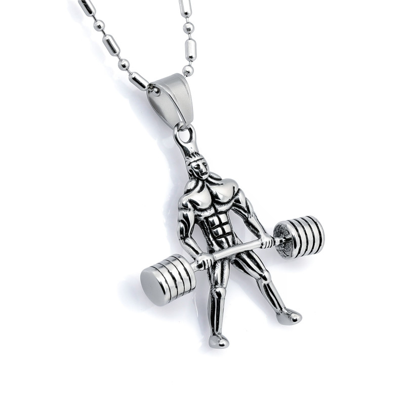 Deadlift Stainless Steel Men's Necklace Pendant