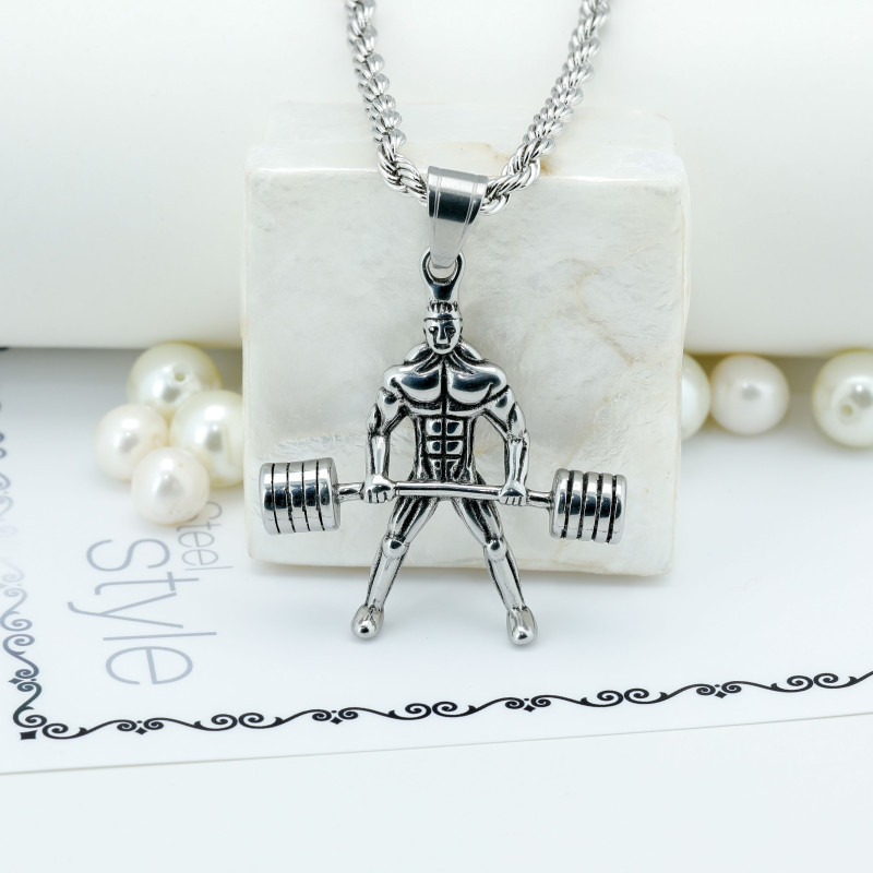 Deadlift Stainless Steel Men's Necklace Pendant