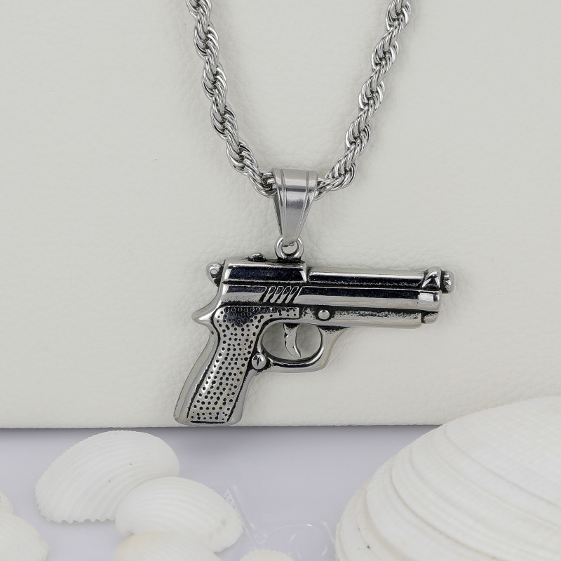 Desert Eagle Pistol Stainless Steel Necklace Pendant Desert Eagle Pistol Stainless Steel Necklace Pendant