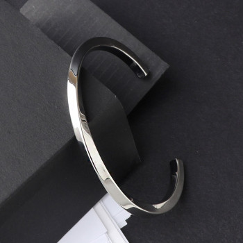 سوار رجالي ستانلس ستيل بتصميم ملفوف (Cuff) - موديل CF008