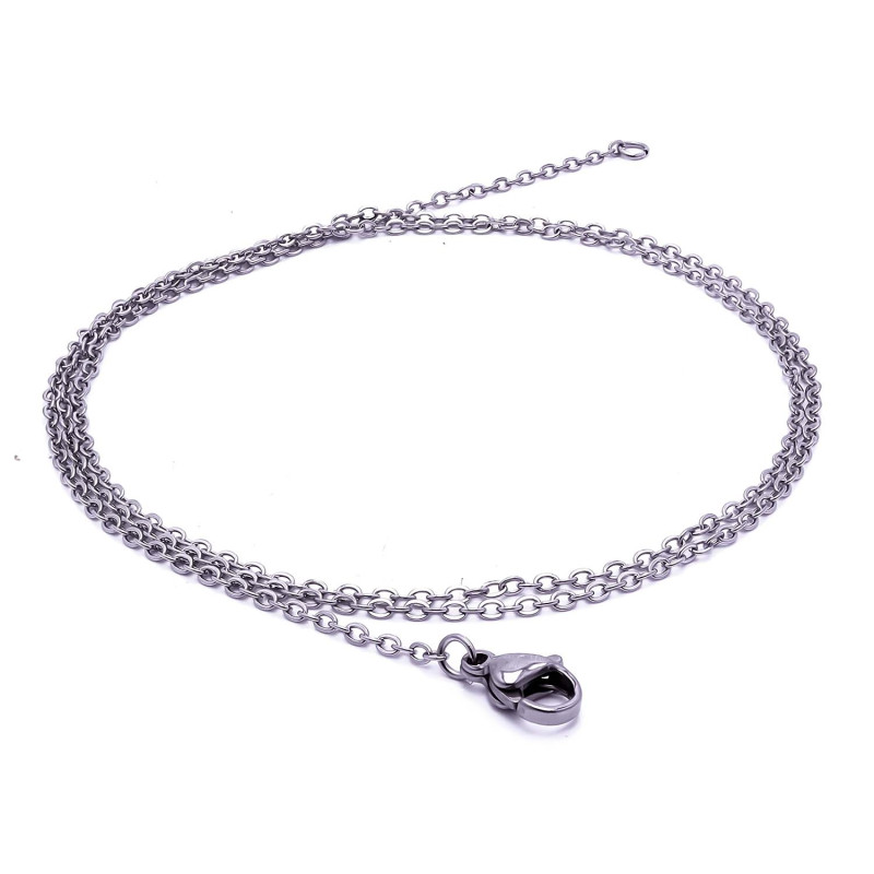Forse Mini Size 1mm Stainless Steel Chain Necklace - White Forse Mini Size 1mm Stainless Steel Chain Necklace - White