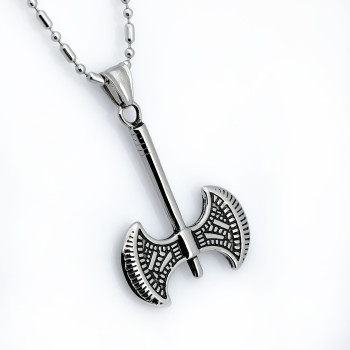 Double-Headed Destroyer Axe Stainless Steel Necklace Pendant
