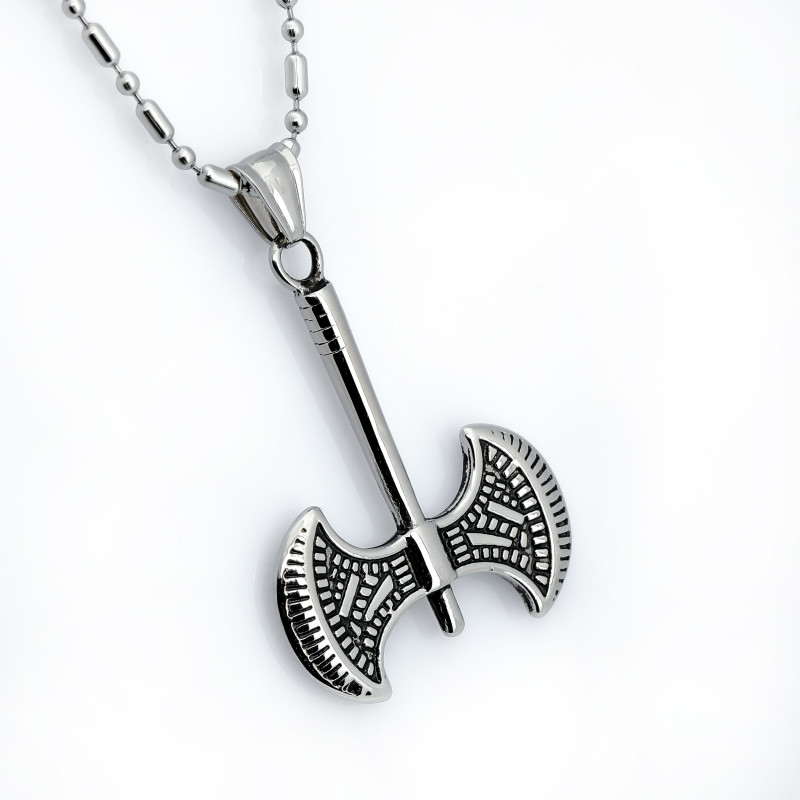 Double-Headed Destroyer Axe Stainless Steel Necklace Pendant Double-Headed Destroyer Axe Stainless Steel Necklace Pendant