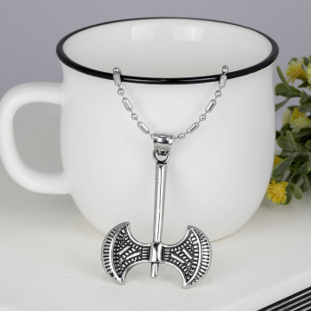 Double-Headed Destroyer Axe Stainless Steel Necklace Pendant