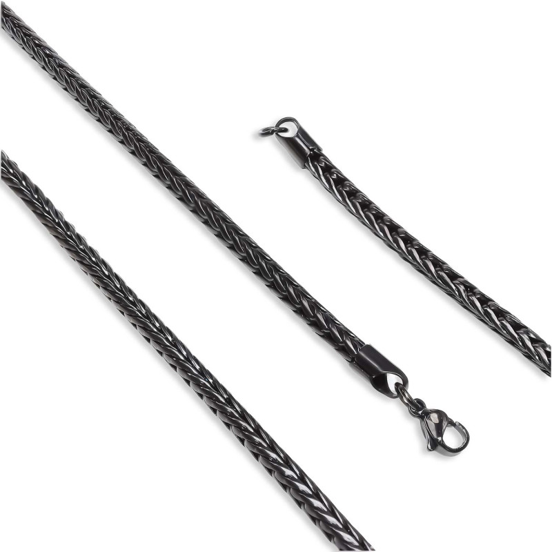 Oval Kral Bakla Örgülü Çelik Kolye 4mm