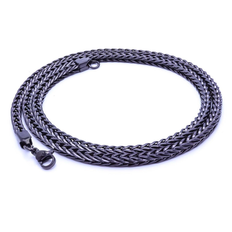 Oval Kral Bakla Örgülü Çelik Kolye 4mm