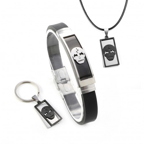 Kuru Kafa Desenli Bileklik Kolye Anahtarlık Set