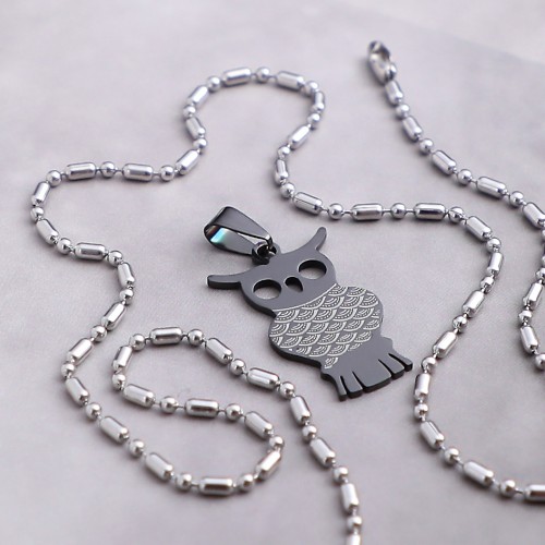 Baykuş Figürlü Çelik Kolye Ucu