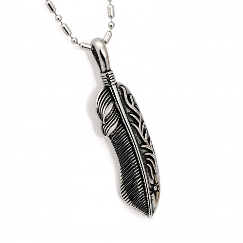 Tribal Tüy Çelik Kolye Ucu