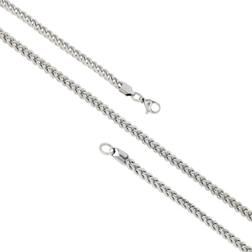 Çelik Kolye Kare Pres Burma 3x3mm