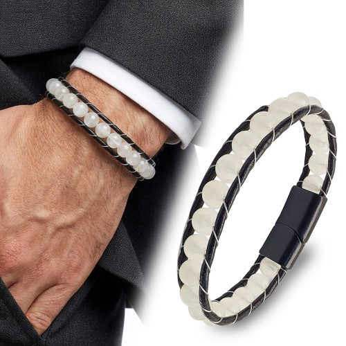 Neon Fosforlu Deri Çelik Bilelklik