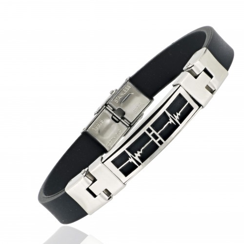 Eko Ekg Desenli Çelik Bileklik