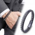 Hematit Doğaltaş Deri Erkek Bileklik
