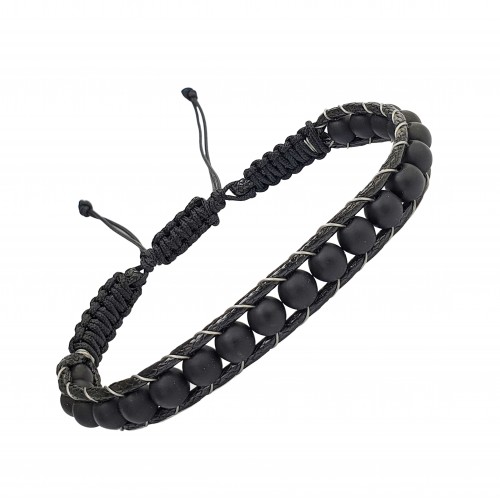 Mat Oniks Doğaltaş Makrome Bileklik