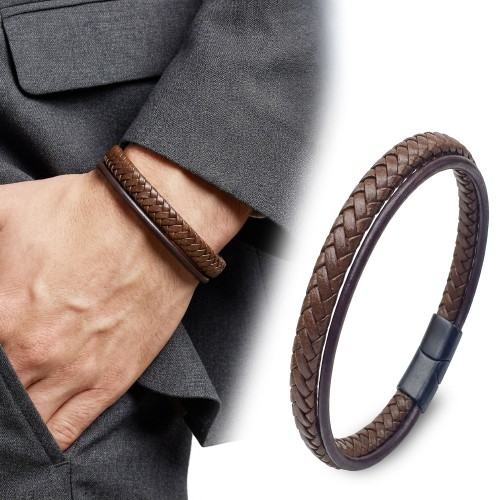 Akik Doğaltaş Deri Erkek Bileklik