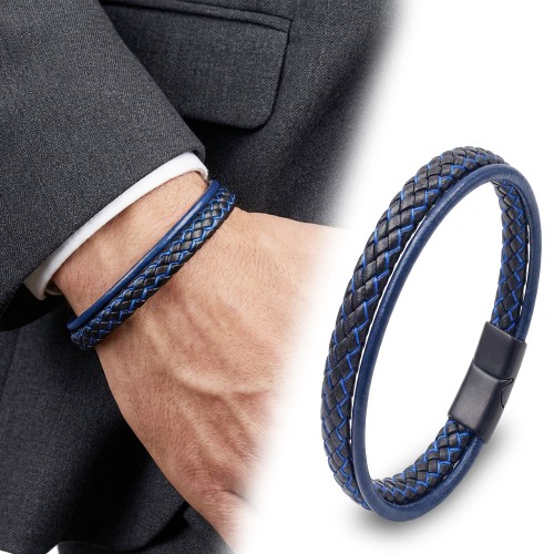 Mavi Renk Çoklu Deri Bileklik