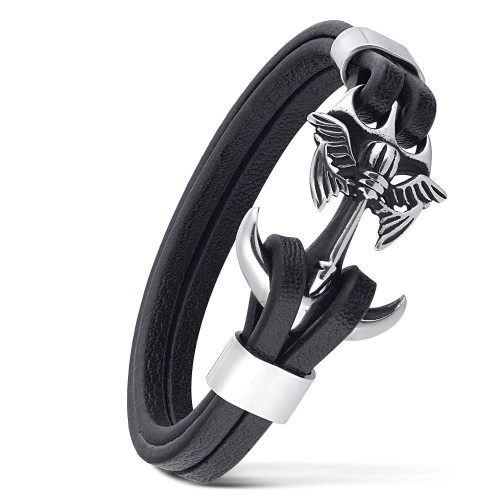 Melek Kanadı 316L Ayar Çelik Ve Orjinal Deri Billeklik