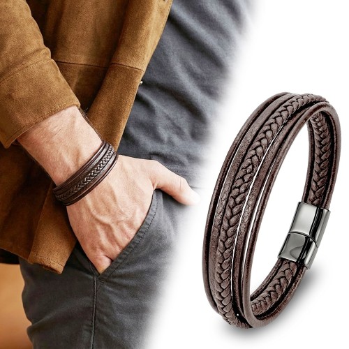 Kahverengi Çoklu Deri Bileklik