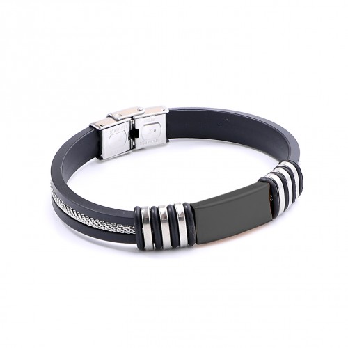 Kauçuk Ortası Hasır Çelik Bileklik