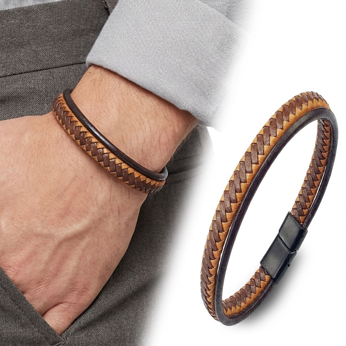 Taba Kahve Renk Çoklu Deri Bileklik