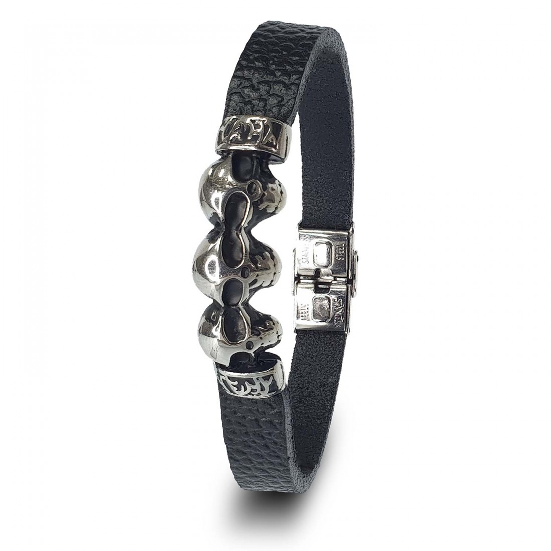 Kuru Kafa 316L Çelik Ve Orjinal Deri Billeklik