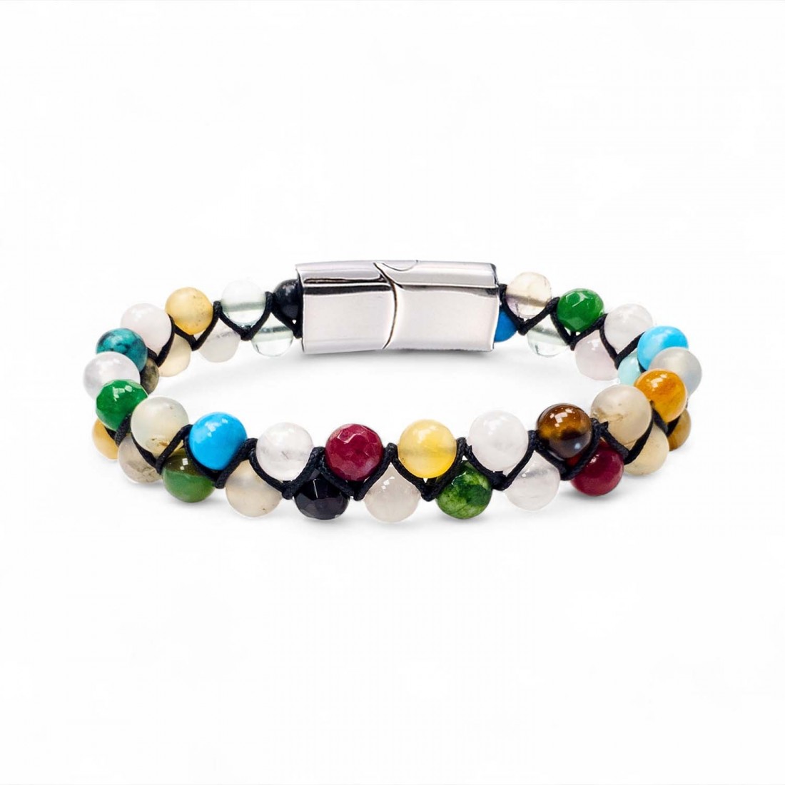 Manyetik Kilitli Karışık Akik Çakra Bileklik