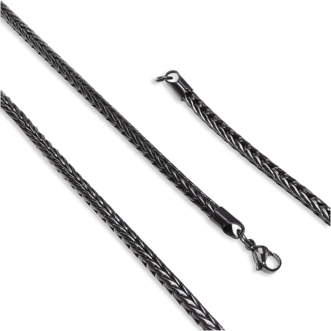 Oval Kral Bakla Örgülü Çelik Kolye 4Mm