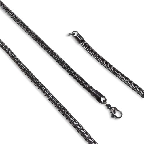 Oval Kral Bakla Örgülü Çelik Kolye 4mm