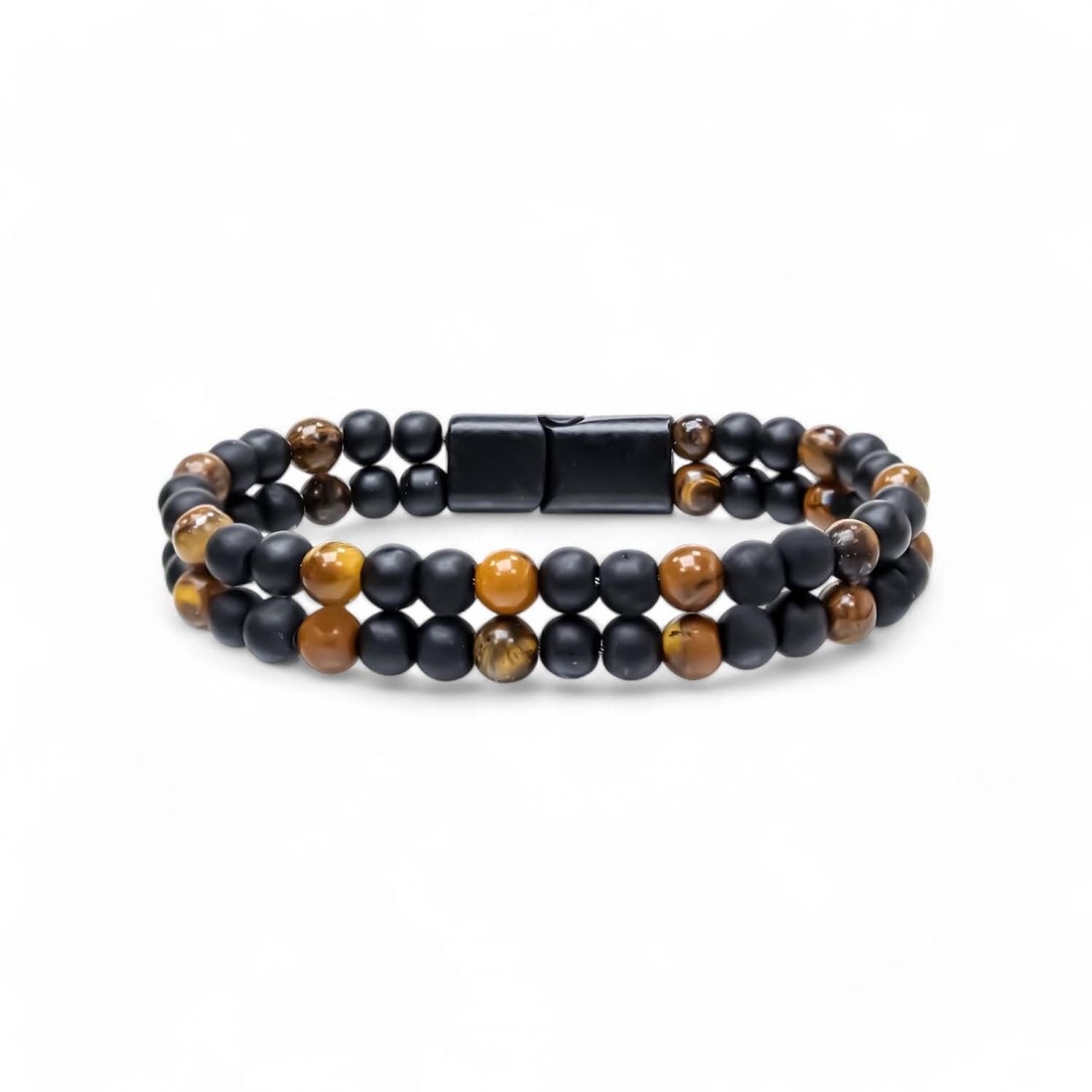 Çift Oniks Ve Kaplangözü Çelik Bileklik