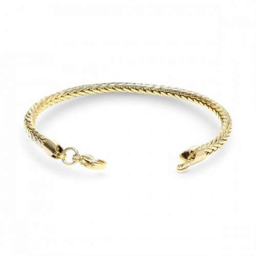 Oval Kral Bakla Örgülü Sarı Çelik Zincir Bileklik 4mm