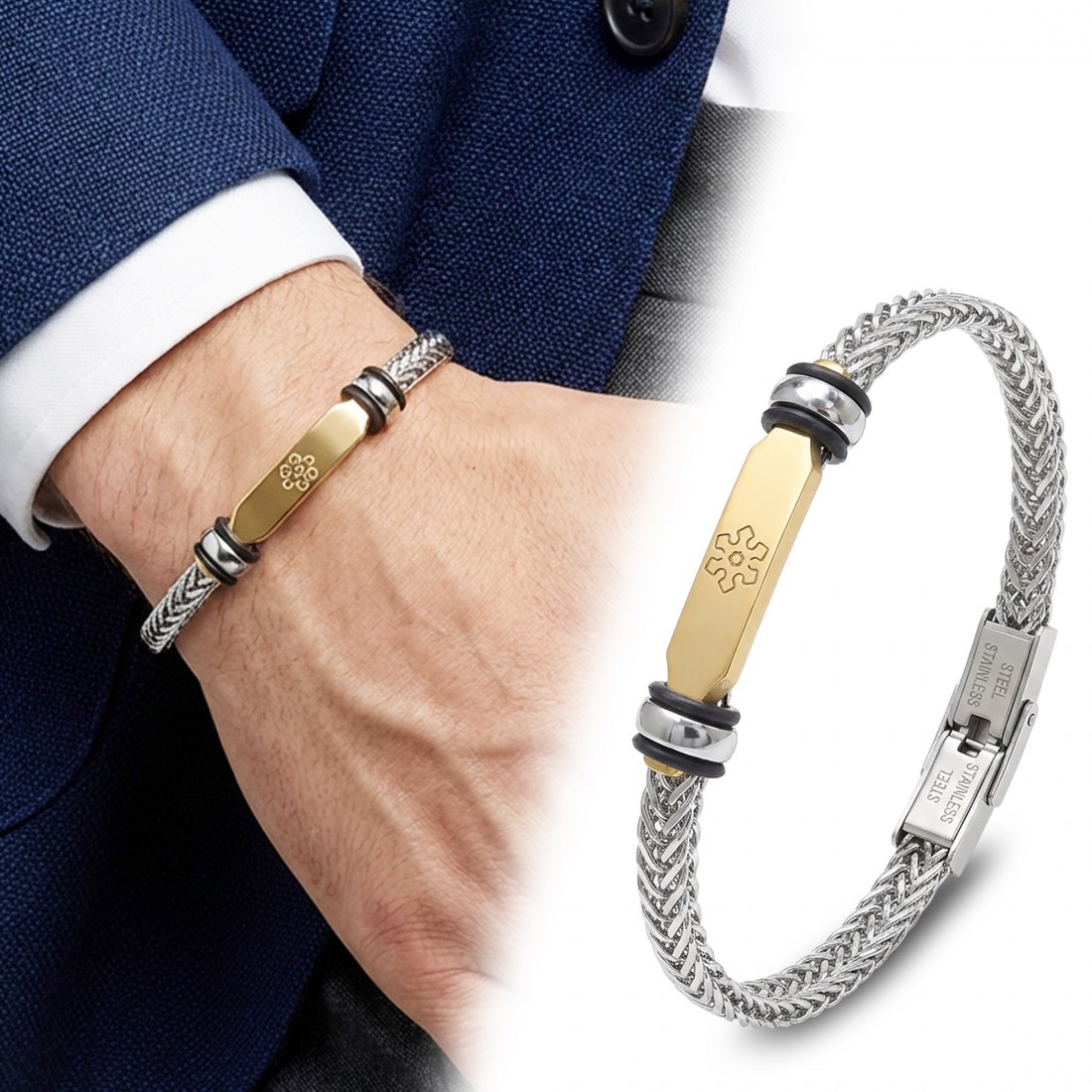 Maltese Cross Çelik Hasır Örgülü Ayarlanabilir Bileklik