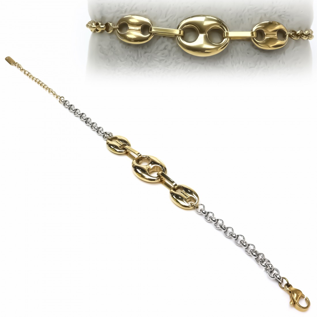 Zincir Kesiti Kadın Çelik Bileklik