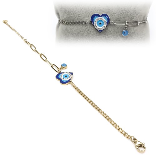 Nazar Boncuğu Gözlü Kadın Çelik Bileklik