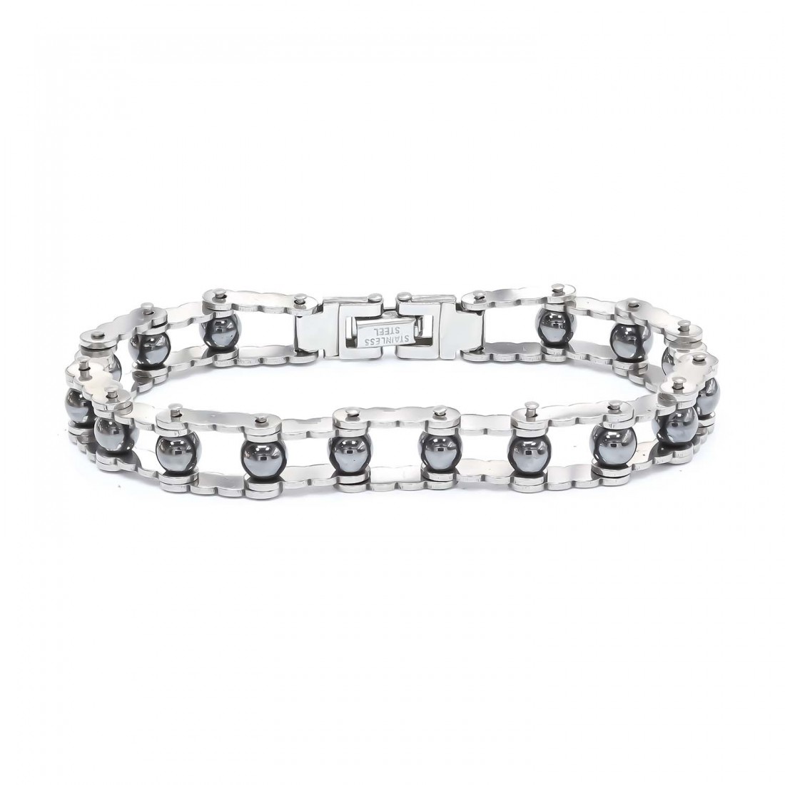 Hematit Taşlı Ayarlanabilir Çelik Bileklik