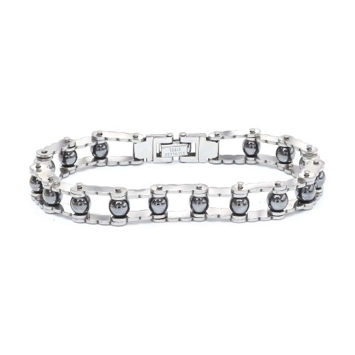 Hematit Taşlı Ayarlanabilir Çelik Bileklik