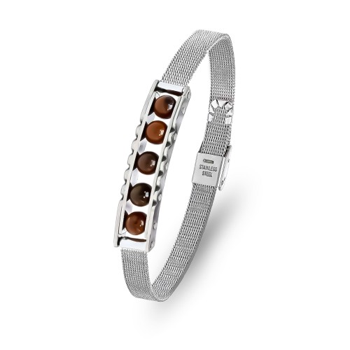 Kaplan Gözü Taşı ve Paslanmaz Çelik Bileklik