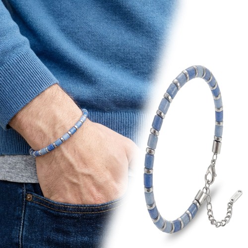 Mavi Aventurin Ayarlanabilir Çelik Bileklik