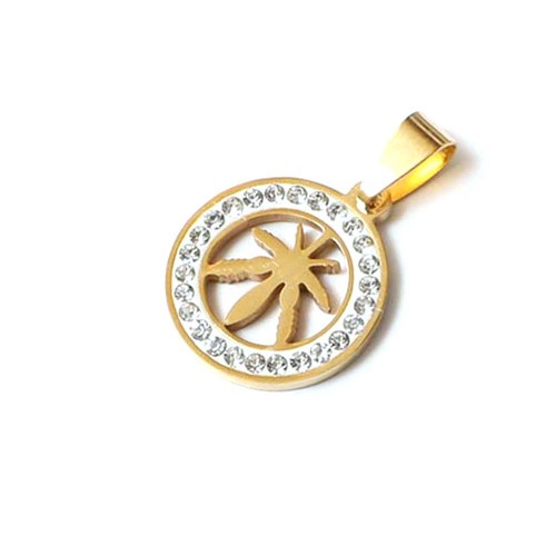 Marijuana Sedef Taşlı Çelik Kolye Ucu