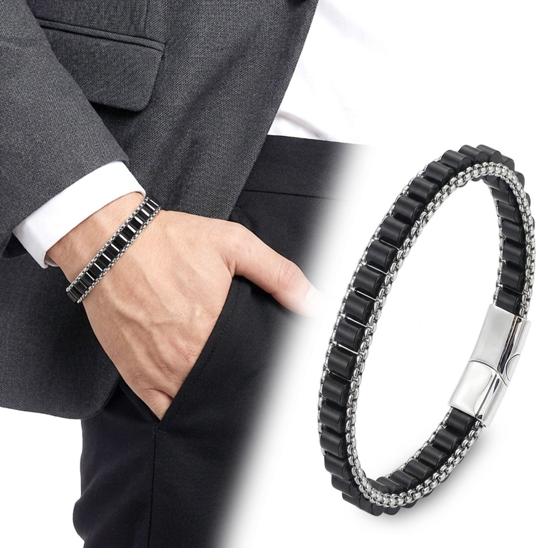 Tekli 4mm Arnavut Model Çelik Zincir Erkek Bileklik – Çelik Kilitli