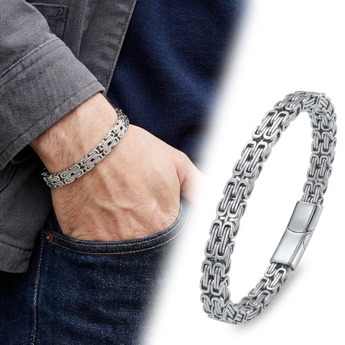 Çiftli 4mm Kral Model Çelik Zincir Erkek Bileklik – Çelik Kilitli