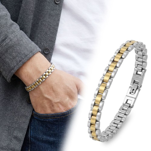 Sarı Beyaz Ful Çelik Bileklik