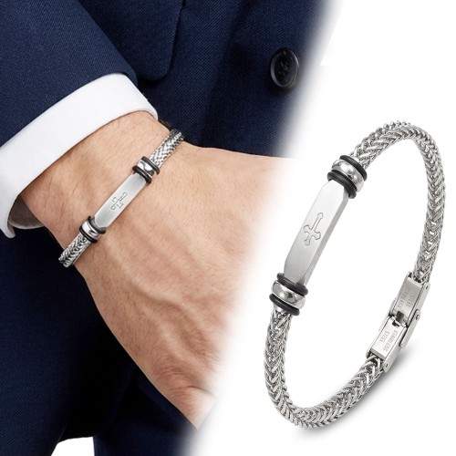 Gothic Cross Çelik Hasır Örgülü Ayarlanabilir Bileklik